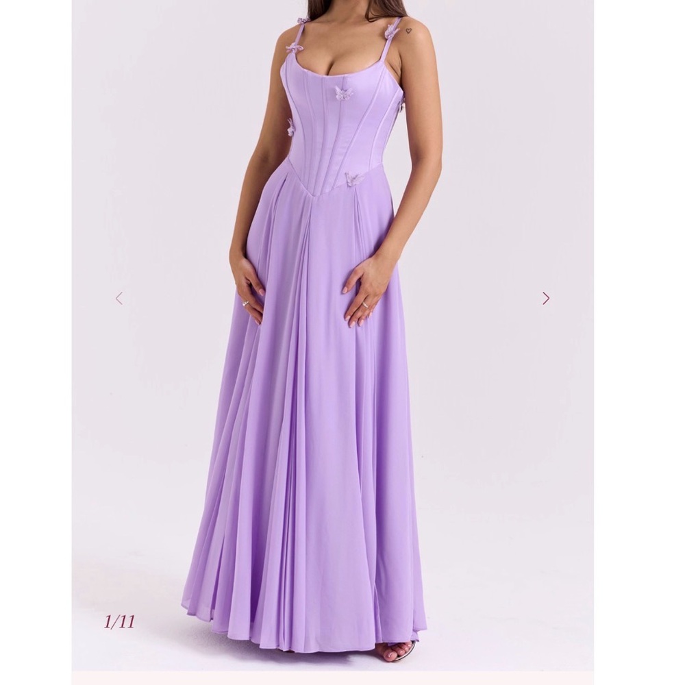 House of CB Lilac Corset-Strap Maxi Dress
